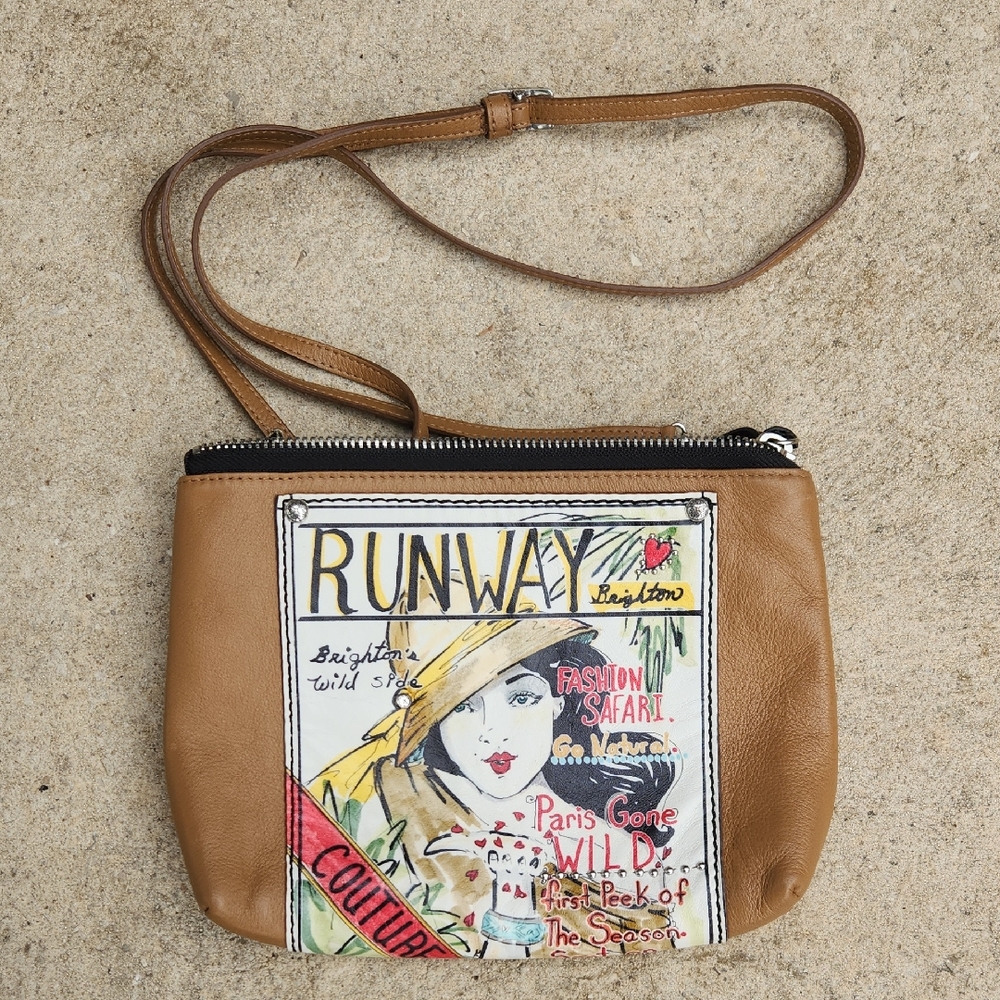 Brighton Tan and Multicolor Crossbody Bag RUNWAY VONTAGE COUTURE PARIS GONE WILD